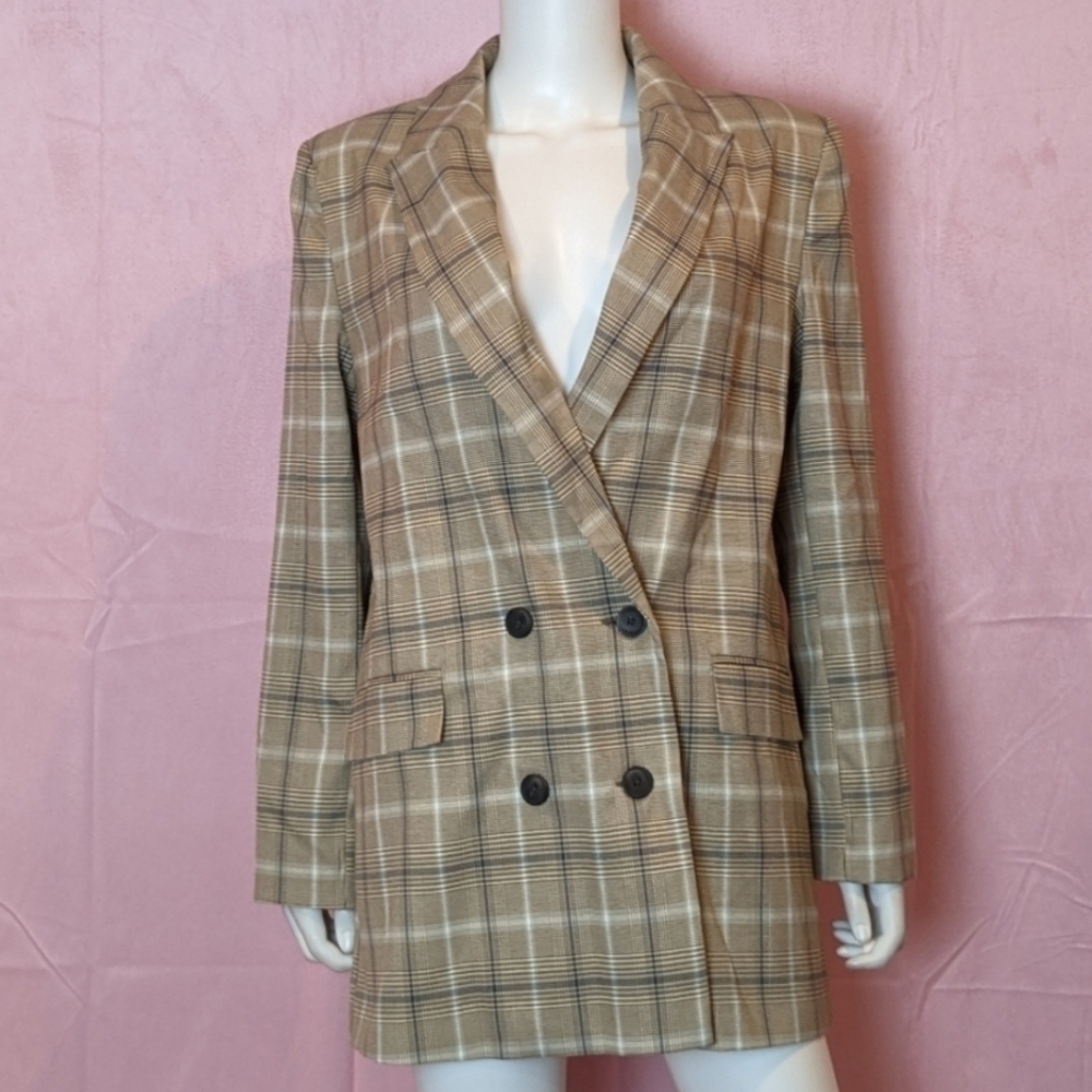 ASOS Aristocrat Mansy Plaid Padded Shoulders Suit Blazer size 8